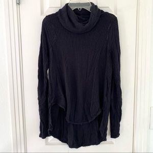 Free People We The Free Black Knit Cowl-neck Tunic Sweater